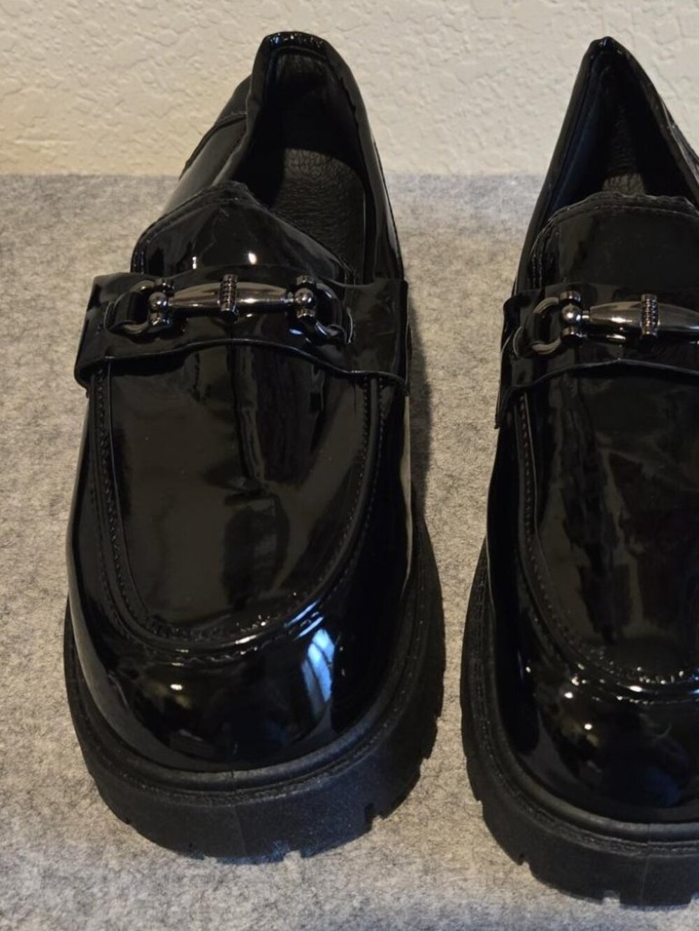 Patent Leather Lug-Sole Loafers Platform Loafers Horsebit Chunky Sole Goth